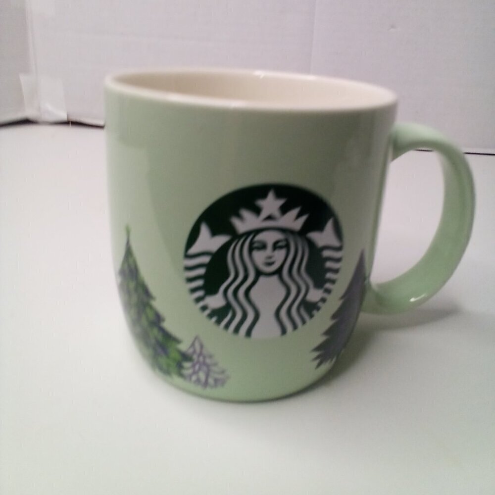 Starbucks Coffee Mug Christmas 2020 Pine Trees Green 18 OZ